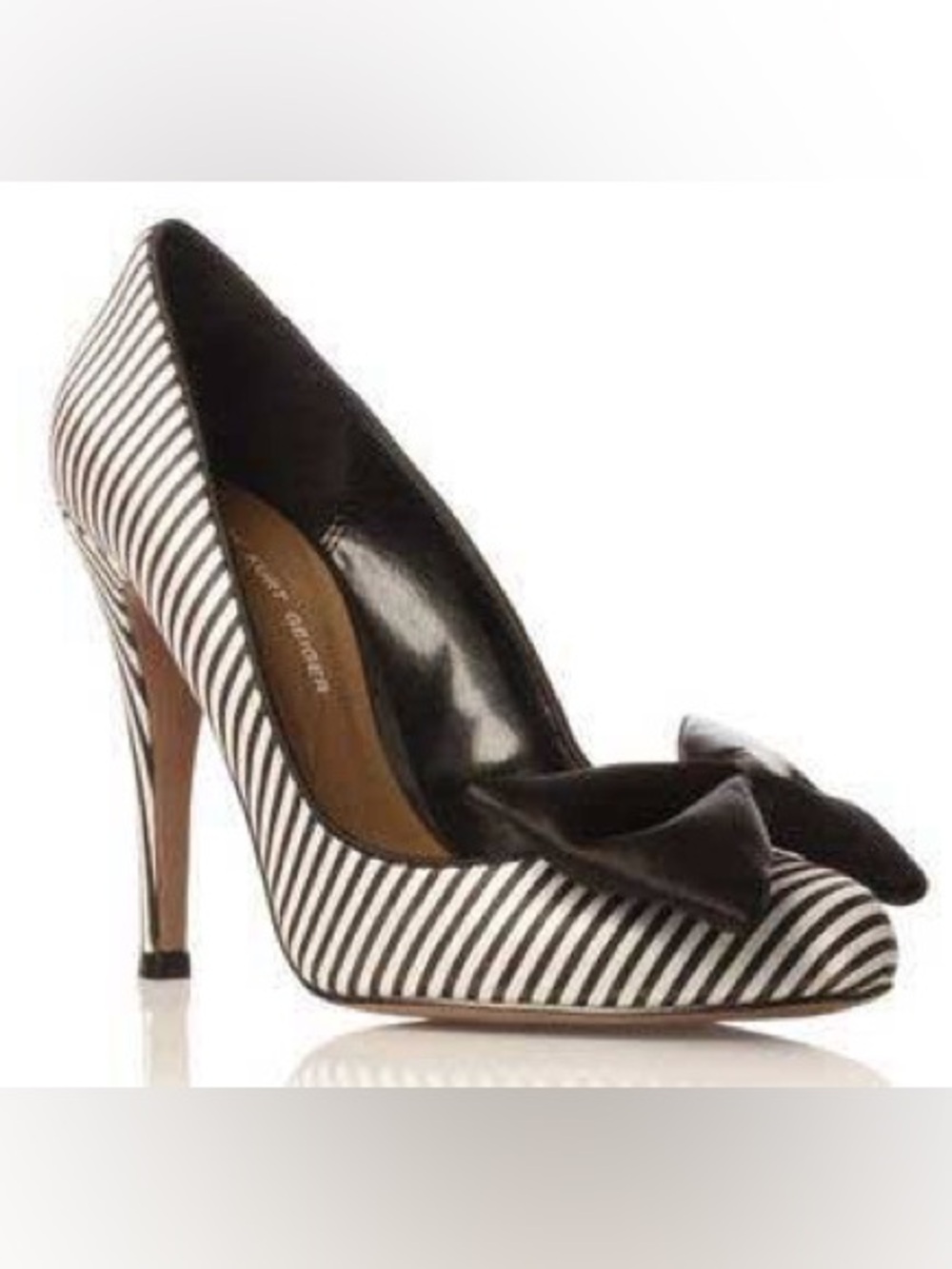 KG by KURT GEIGER Dancer Black and White Striped Bow Pumps